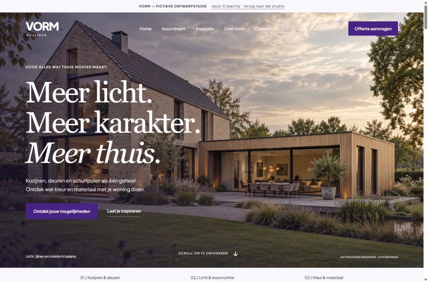 Desktopweergave van de fictieve Vorm-website