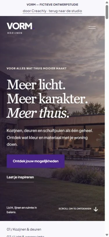 Dezelfde Vorm-website op mobiel